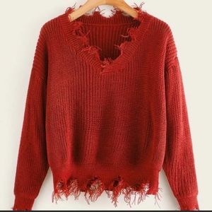 Rust colored Freyed sweater
